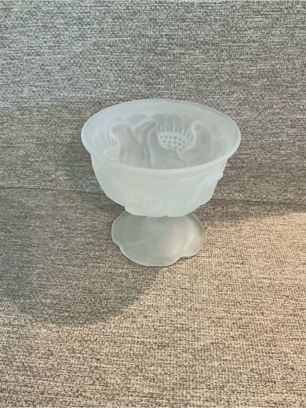 #866 Vintage Avon Frosted White Glass Pedestal Dessert Dish
